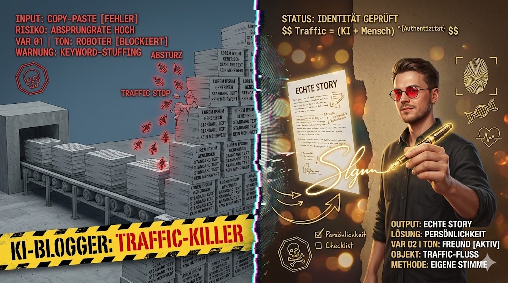 Welche Fehler machen KI-Blogger am Anfang, die ihren Traffic komplett killen? Welche Fehler machen KI-Blogger am Anfang, die ihren Traffic komplett killen?