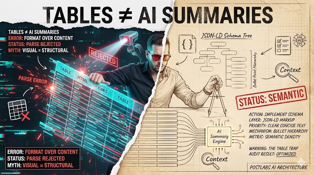 Do HTML data tables increase the likelihood of being featured in AI summaries?